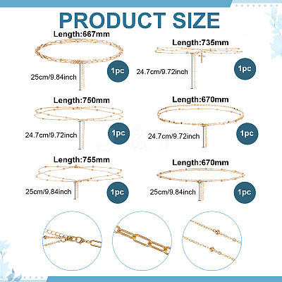 6 Styles Alloy Double Lyaer Round Ball Chain Waist Chains for Women AJEW-PH0008-07-1