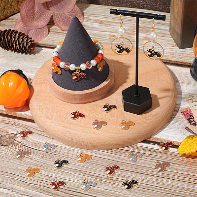 50Pcs 5 Colors Alloy Enamel Pendants ENAM-SC0004-07-1