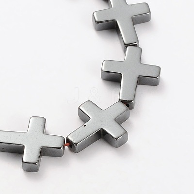 Electroplate Gorgeous Cross Non-magnetic Synthetic Hematite Beads Strands X-G-L268-11-1