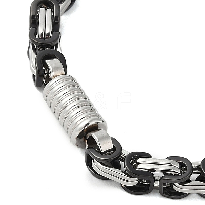 Grooved Column 304 Stainless Steel Byzantine Chain Bracelets Hand Polished for Men BJEW-B093-07BP-1