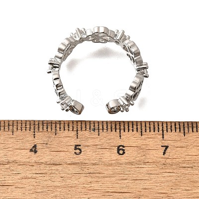 Brass Micro Pave Cubic Zirconia Cuff Rings for Women RJEW-Q008-01P-02-1