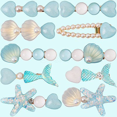 2 Bags 2 Styles Resin & Alloy Alligator Hair Clips AJEW-CY0001-39D-1