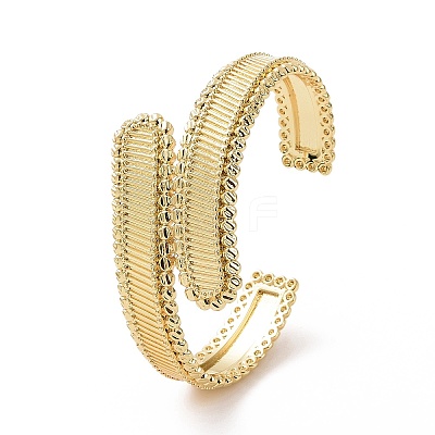 Brass Rectangle Open Cuff Bangle for Women BJEW-E072-01G-1
