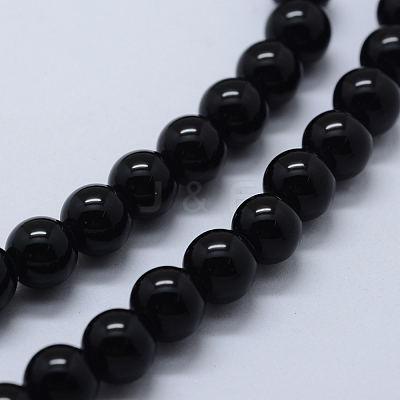 Natural Black Onyx Beads Strands G-P369-01-8mm-1