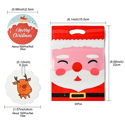 Christmas Theme Rectangle Plastic Zip Top Candy Storage Bags OPP-FS0001-11-1
