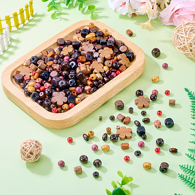 360Pcs 18 Styles Wood Beads WOOD-TA0002-75-1