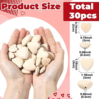 30Pcs 2 Styles Chinese Cherry Wood Beads WOOD-YW0001-79-1