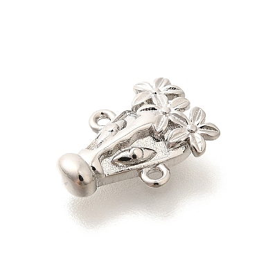 Rack Plating Brass Flower Animal Connector Charms KK-L225-027P-1
