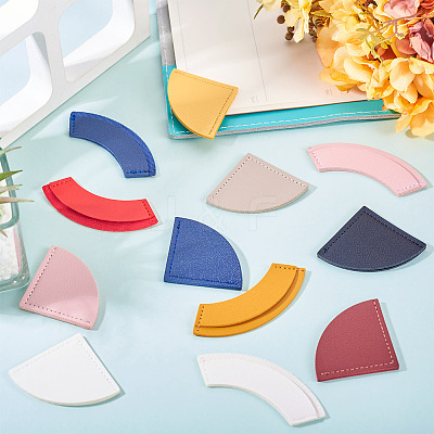 16Pcs 16 Styles PU Leather Fan Bookmarks AJEW-TA0002-23-1
