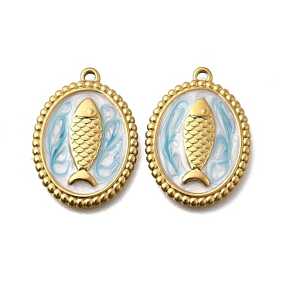 304 Stainless Steel Enamel Pendants STAS-Z163-21G-05-1