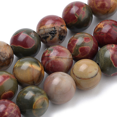 Natural Polychrome Jasper/Picasso Stone/Picasso Jasper Beads Strands G-S259-23-8mm-1