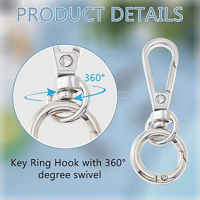 4Pcs Zinc Alloy Spring Gate Ring Keychain HJEW-DC00030-1