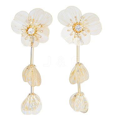 1 Pair Flower with Butterfly Alloy Dangle Stud Earrings EJEW-FI0002-03-1