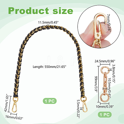 1Pc Black Imitation Leather Alloy Purse Chains FIND-AR0006-37-1