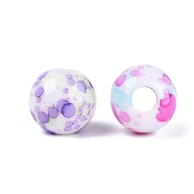 Printed Opaque Acrylic European Beads OACR-Q200-02-1