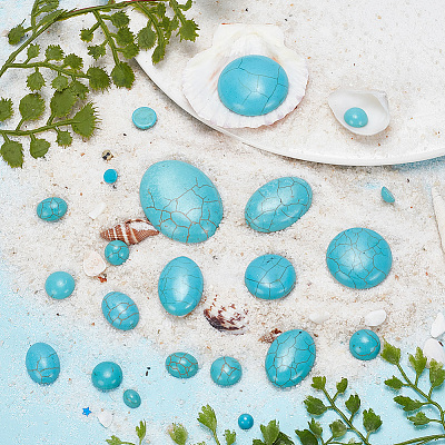 132Pcs 14 Styles Synthetic Turquoise Cabochons TURQ-AR0001-24-1