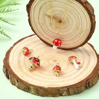5Pcs 5 Styles Brass Enamel Charms KK-CJ0003-93-1