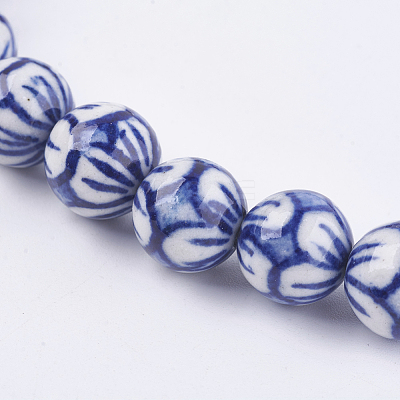 Handmade Blue and White Porcelain Beads PORC-G002-30-1