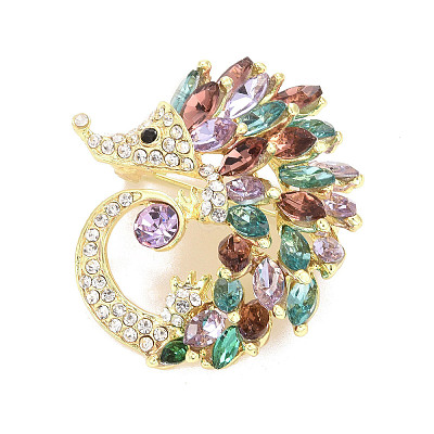 Rhinestone Hedgehog Badge LS-JEWB-E013-02G-03-1