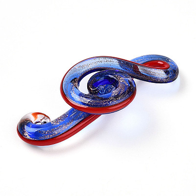 Handmade Gold Sand Lampwork Big Pendants LAMP-T023-08B-1
