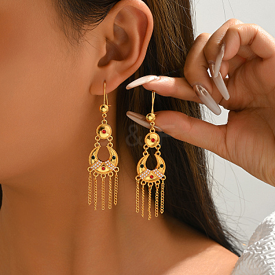 Ethnic Style Alloy Long Tassel Chandelier Earrings for Women JY2387-1