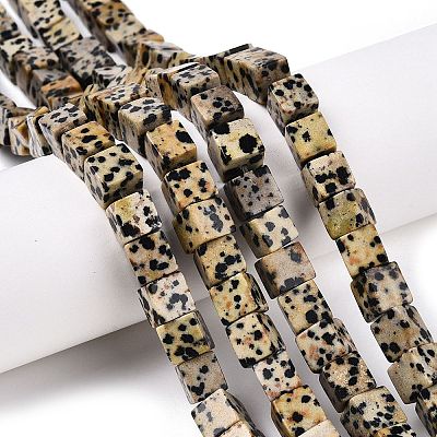 Natural Dalmatian Jasper Beads Strands G-T139-8x8-17A-1
