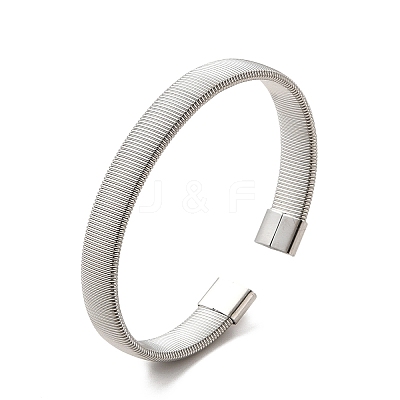 Non-Tarnish 304 Stainless Steel Flat Snake Chains Shape Open Cuff Bangle for Women BJEW-C0033-05P-1