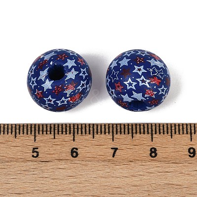 Independence Day Theme Wood European Beads WOOD-Z005-01C-02-1