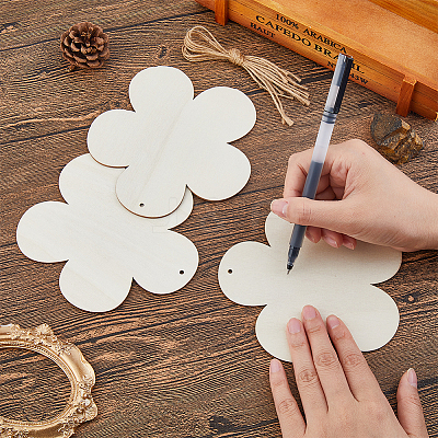 15Pcs Unfinished Wood Pendant Decorations WOOD-DC0001-25C-1