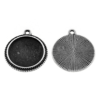 Tibetan Style Alloy Pendant Cabochon Settings X-TIBEP-5324-AS-FF-1