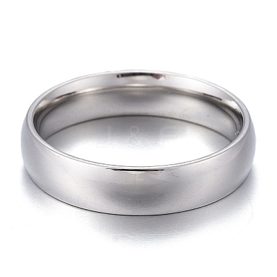 Non-Tarnish 304 Stainless Steel Flat Plain Band Rings STAS-I160-B-17mm-P-1