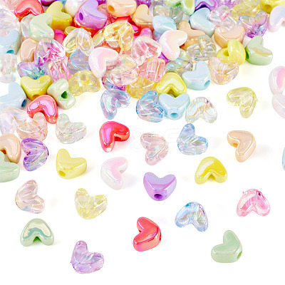 112Pcs 14 Styles UV Plating Transparent and Opaque Acrylic Beads MACR-TA0002-32-1
