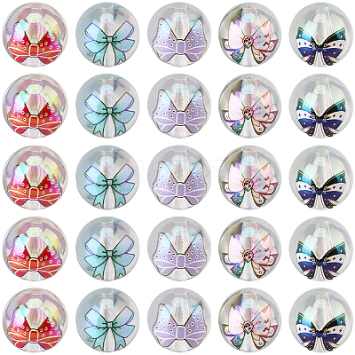 40Pcs 5 Colors UV Plating Iridescent Transparent Acrylic Beads OACR-SP0001-99-1