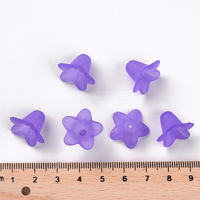Purple Frosted Transparent Acrylic Flower Beads X-PLF018-15-1