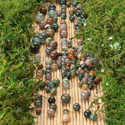 340Pcs 4 Style Natural Indian Agate Beads G-LS0001-46-1