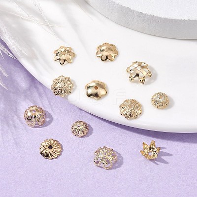 100Pcs 10 Styles Alloy Bead Caps PALLOY-CJ0002-77-1