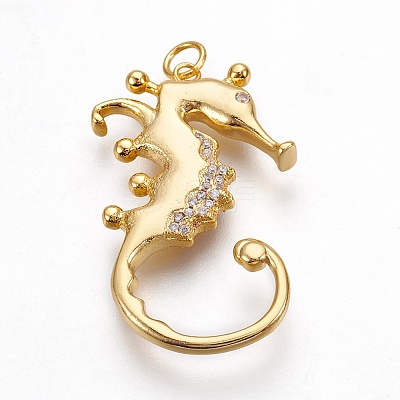 Brass Micro Pave Cubic Zirconia Pendants X-ZIRC-O026-35G-NR-1