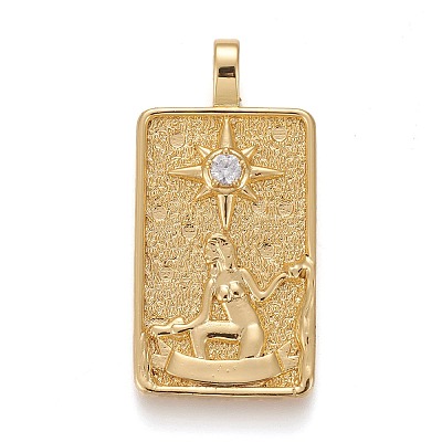 Brass Micro Pave Clear Cubic Zirconia Pendants X-ZIRC-Z004-01B-1