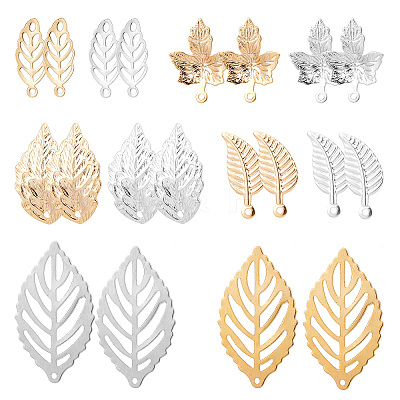 100Pcs 10 Style 304 Stainless Steel Pendants STAS-SC0004-13-1