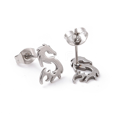 Non-Tarnish 304 Stainless Steel Tiny Dragon Stud Earrings for Men Women EJEW-G318-08P-1