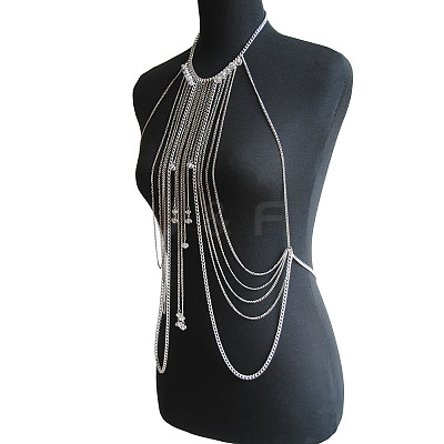 Alloy & Acrylic Rondelle Beads Tassel Sexy Body Chains for Bikini FS-WGE2D08-01-1