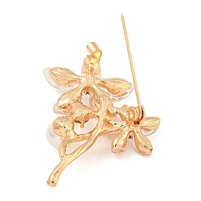 Alloy Crystal Rhinestone Flower Brooch JEWB-U006-14KCG-1
