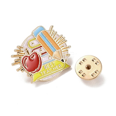 Teacher's Day Theme Rack Plating Light Gold Alloy Brooches JEWB-Z016-01KCG-05-1