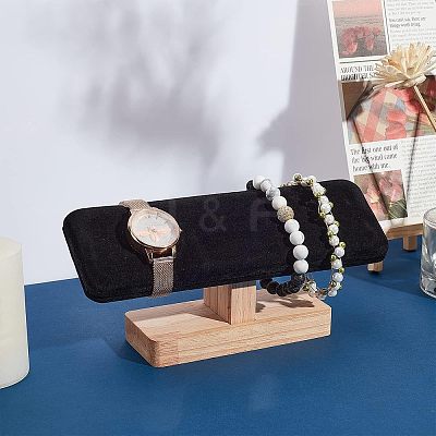 Bamboo Velvet T-Bar Bracelet Display Stands BDIS-WH0002-08-1