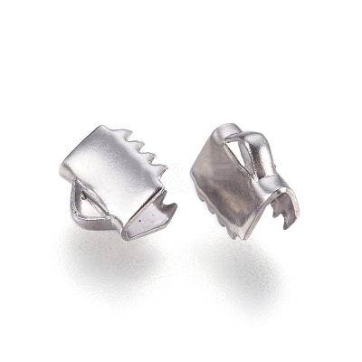 Tarnish Resistant 304 Stainless Steel Ribbon Crimp Ends STAS-I097-091P-1