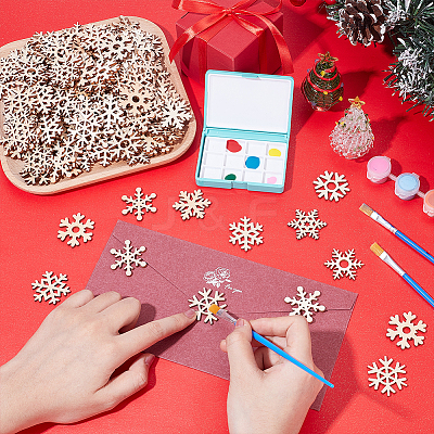 200Pcs Snowflake Unfinished Wood Slice WOOD-UN0001-31-1