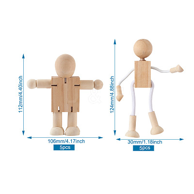 Unfinished Blank Wooden Robot Toys AJEW-TA0001-03-1