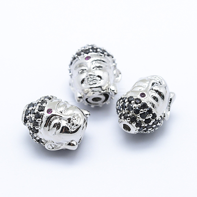 Brass Micro Pave Cubic Zirconia Beads ZIRC-L070-14P-1