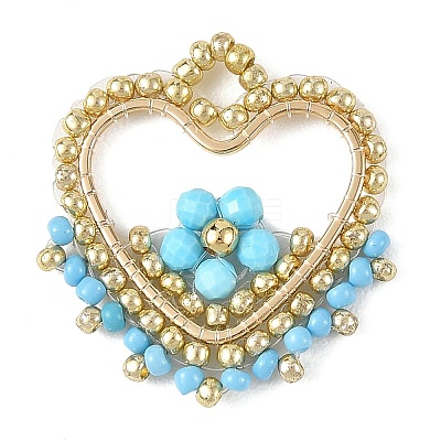 Dyed Natural Magnesite Faceted Round Beaded Copper Wire Wrapped Pendants PALLOY-MZ01400-03-1