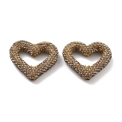 Heart Shape Polymer Clay Rhinestone Beads CLAY-NH0001-09A-02-1